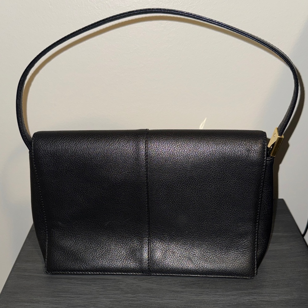 Vintage Burberry Black Leather Shoulder Bag